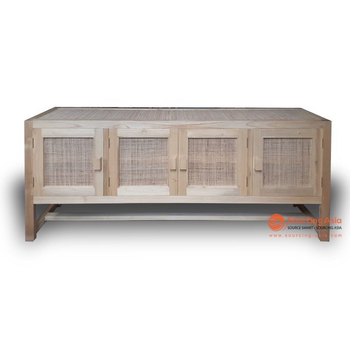 BNT218 NATURAL RATTAN BUFFET WITH FOUR DOORS AND TOP WEBBING