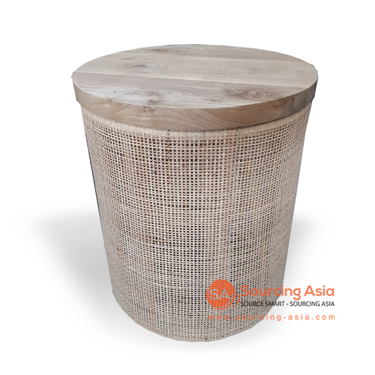 BNT222 NATURAL RATTAN SIDE TABLE WITH TEAK WOOD TOP