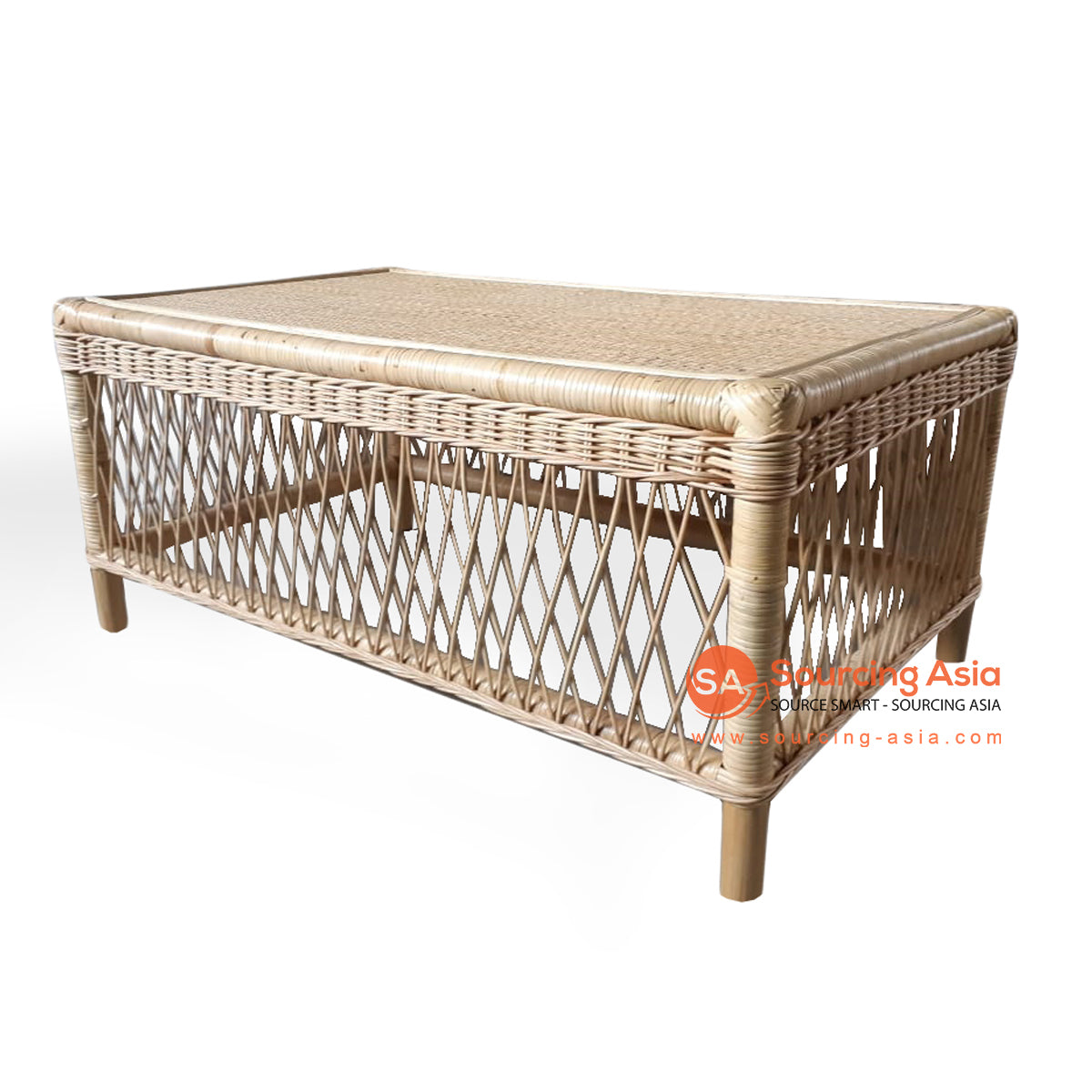 BNT234 NATURAL RATTAN TIGHT WEAVE CANE COFFEE TABLE