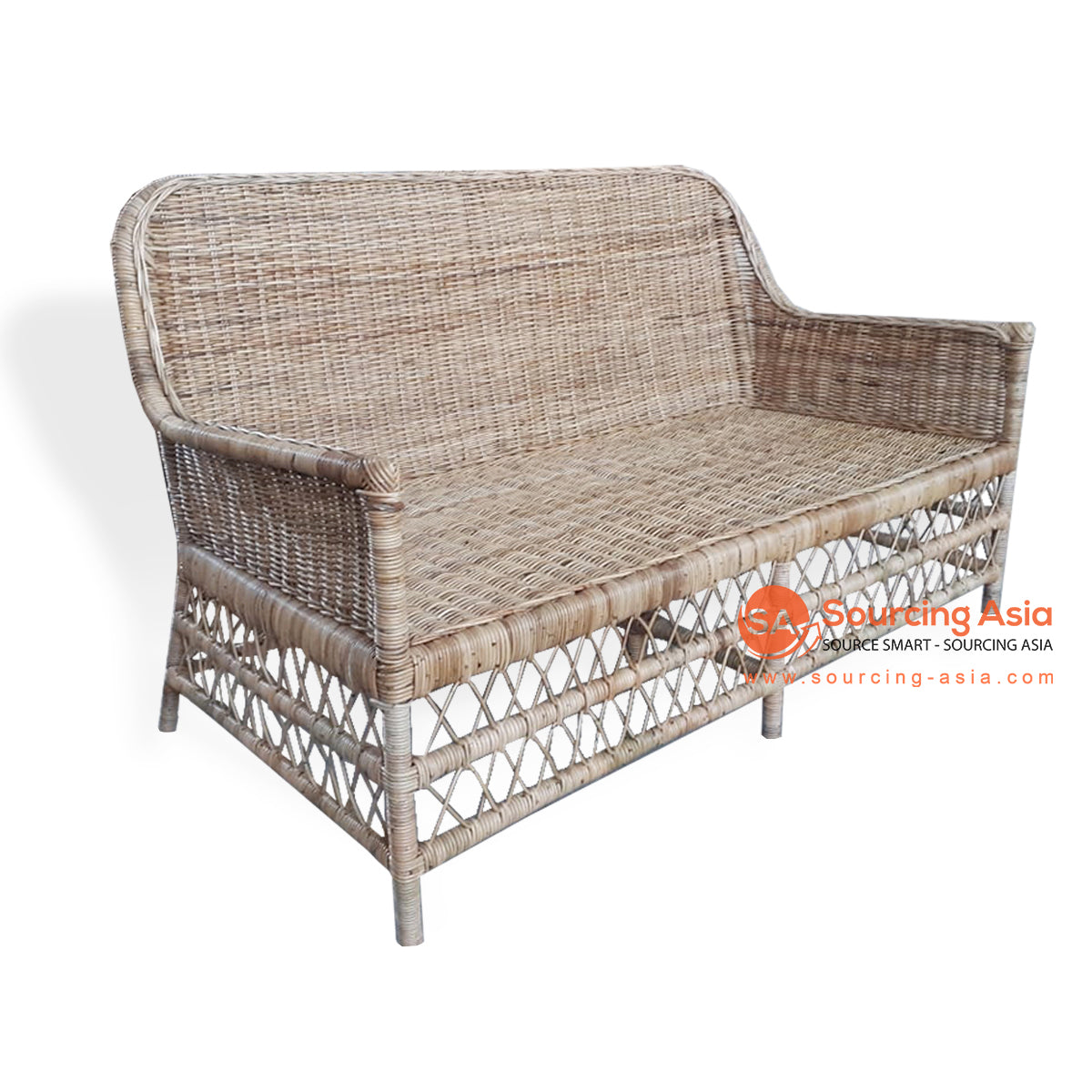 BNT241 NATURAL RATTAN TIGHT WEAVE TWO SEATS CANE SOFA (PRICE WITHOUT CUSHION)
