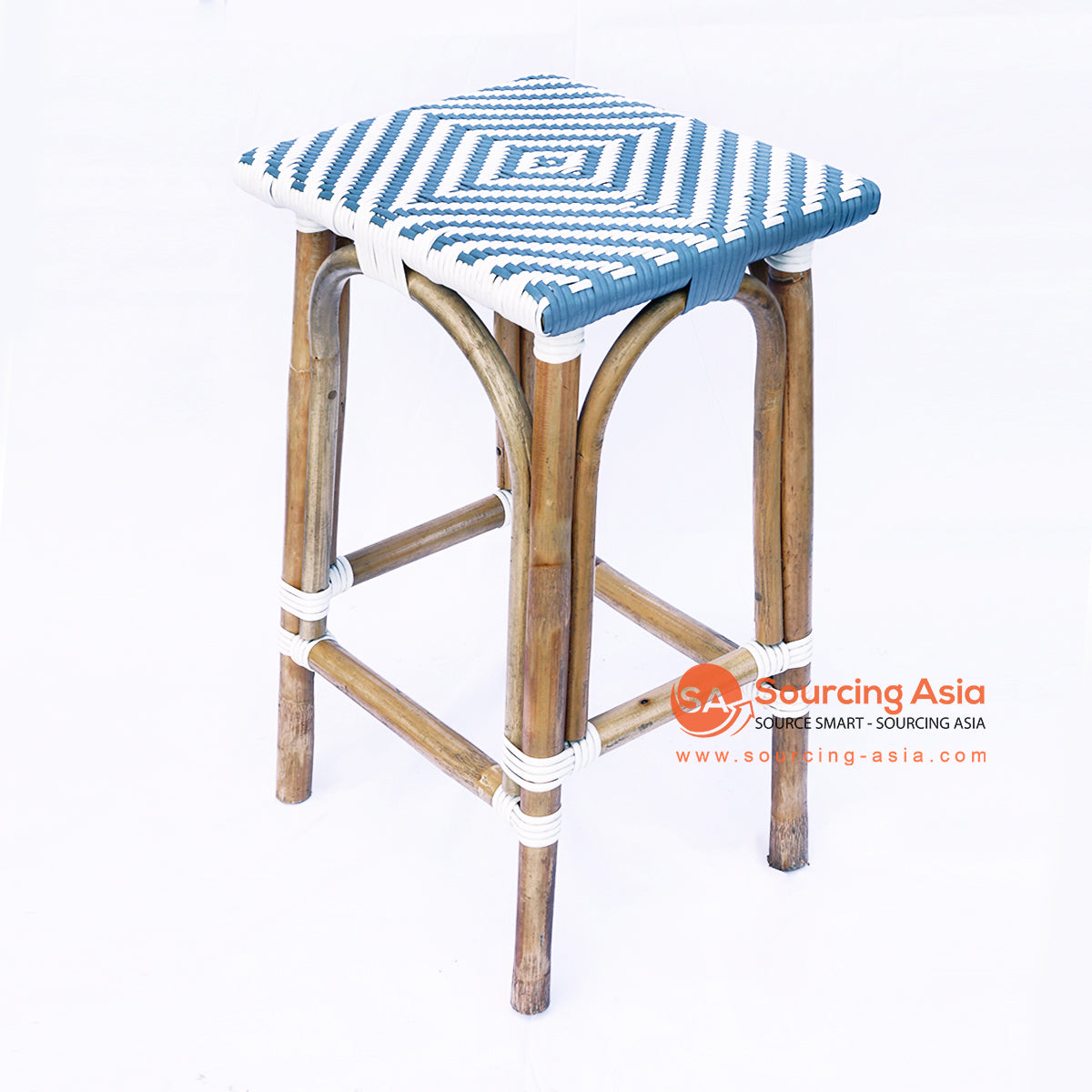 BNTC001 17 BLUE AND WHITE PARISIAN BAR STOOL Sourcing Asia