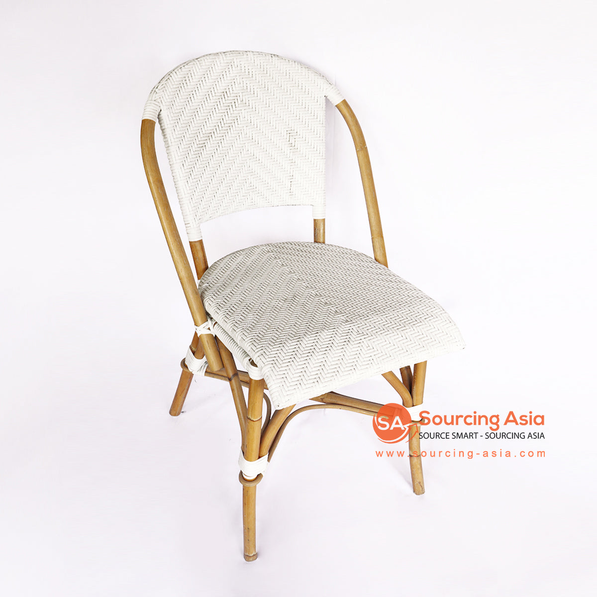 BNTC001-32 WHITE SYNTHETIC RATTAN PARIS CAFE STYLE DINING CHAIR