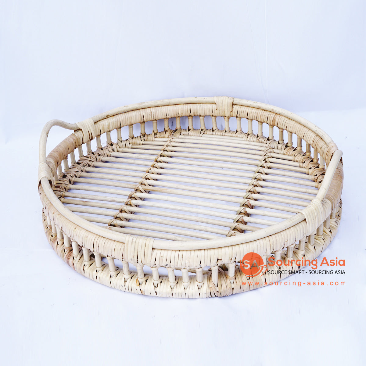 BNTC004-8 NATURAL RATTAN ROUND TRAY WITH HANDLE