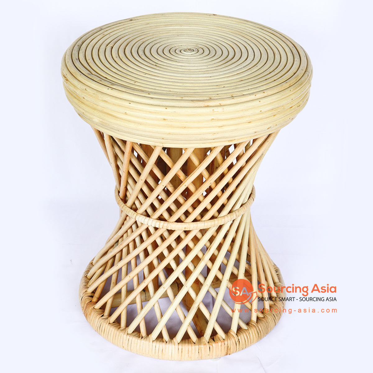 BNTC006-11 NATURAL RATTAN CURVED SIDE TABLE