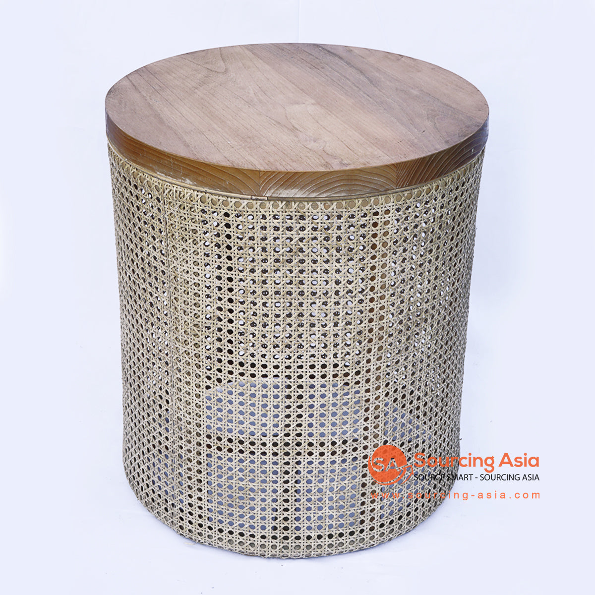 BNTC006-3 NATURAL WOVEN RATTAN SIDE TABLE WITH WOODEN TOP