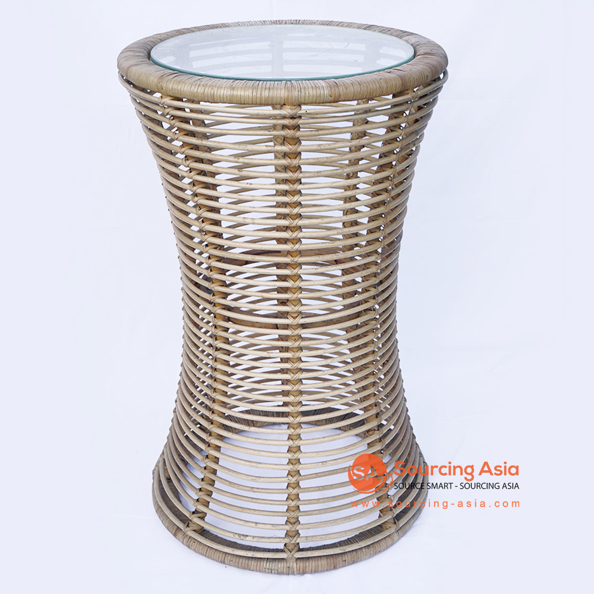 BNTC006 NATURAL RATTAN CURVED SIDE TABLE