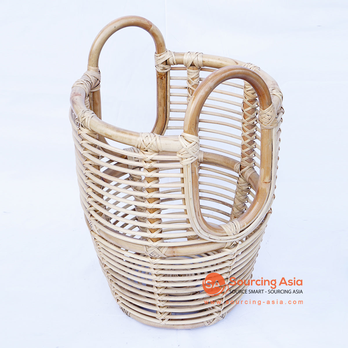 BNTC007-2 NATURAL RATTAN DECORATIVE GAPED BASKET WITH HANDLE