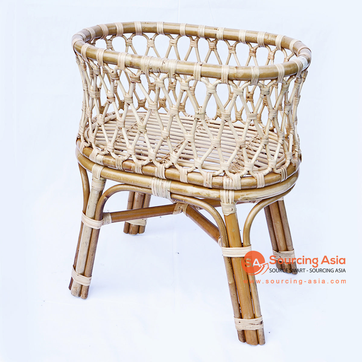 BNTC008-1 NATURAL RATTAN ROUND CLASSIC BABY COT