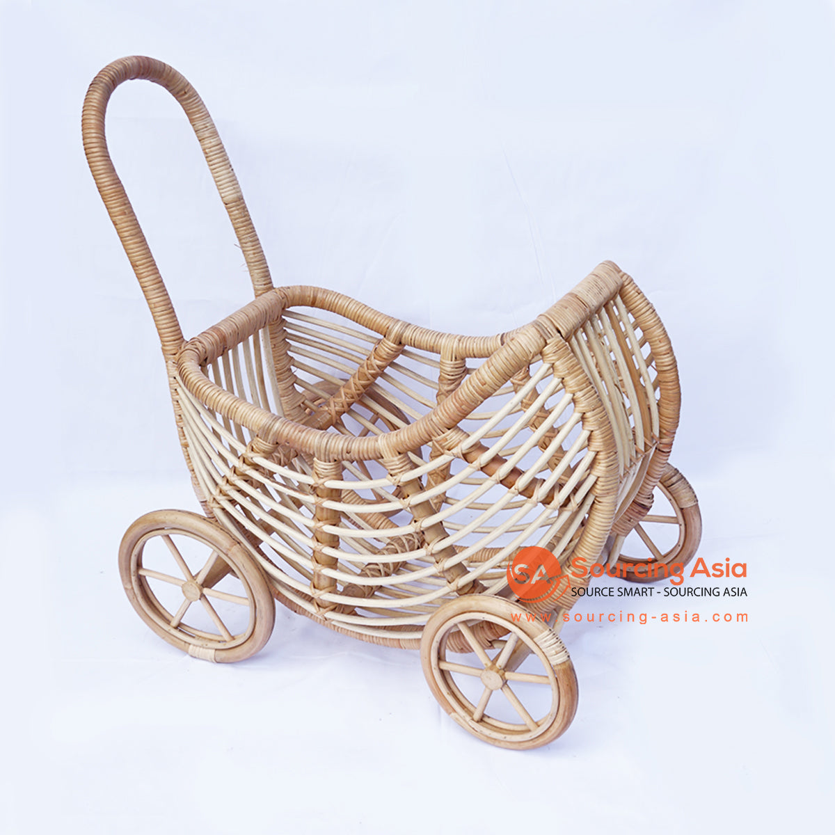 BNTC008-5 NATURAL RATTAN BABY DOLL STROLLER