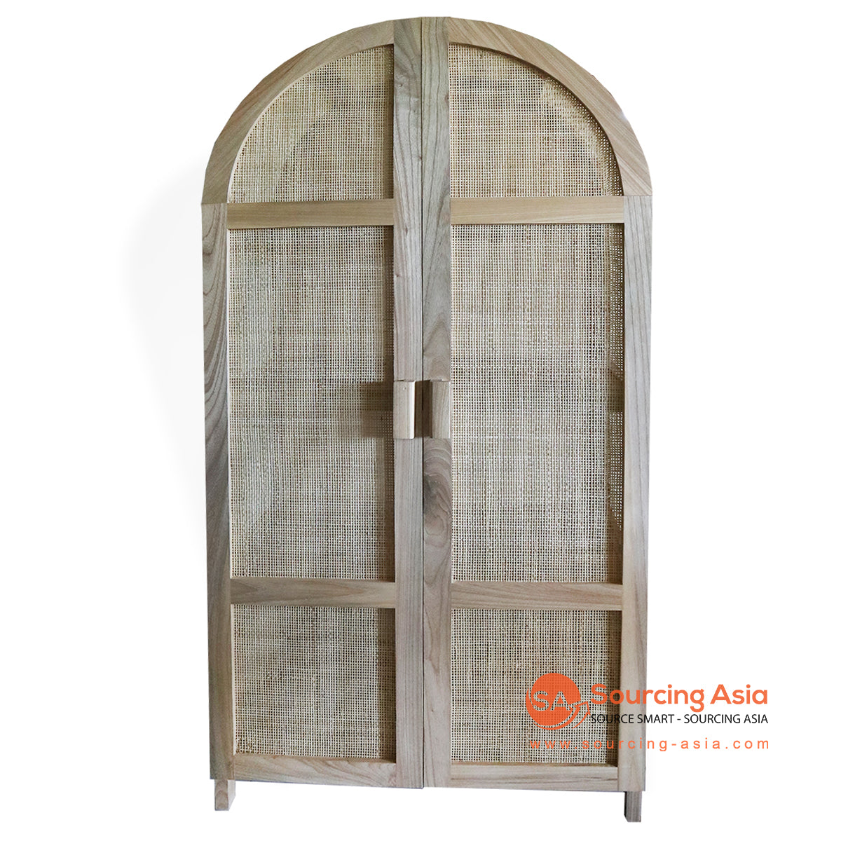 BNTC020-5 NATURAL TEAK WOOD AND RATTAN TWO DOORS CABINET