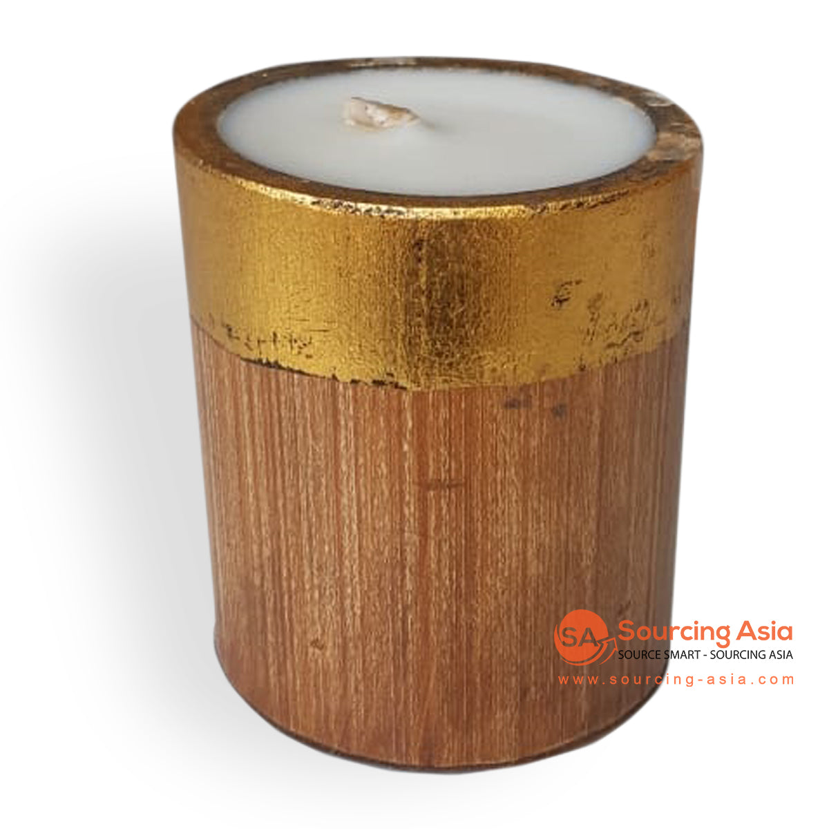 BSC017-3 NATURAL BAMBOO WOOD CANDLE WITH GOLDEN EDGE