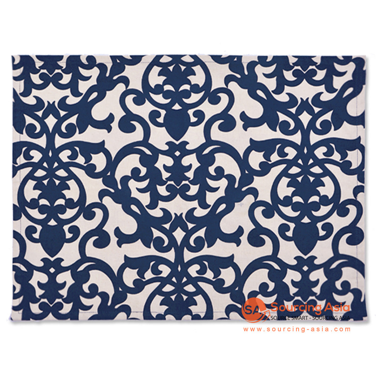 BZN022 SET OF FOUR INDIGO FLORENCE PRINTED COTTON PLACEMATS