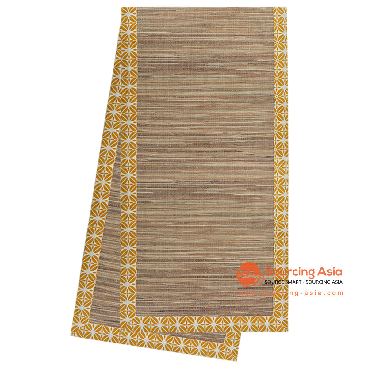 BZN032-3 WATER HYACINTH AND PRINTED COTTON TABLE RUNNER