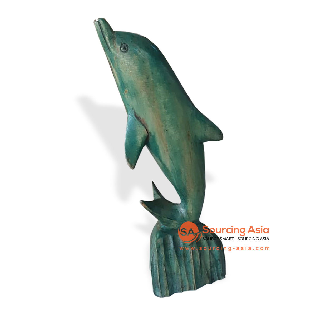 CAH007 TURQUOISE WOODEN DOLPHIN DECORATION