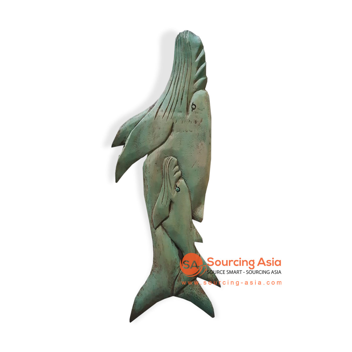 CAH009 WOODEN WHALE WALL DECORATION