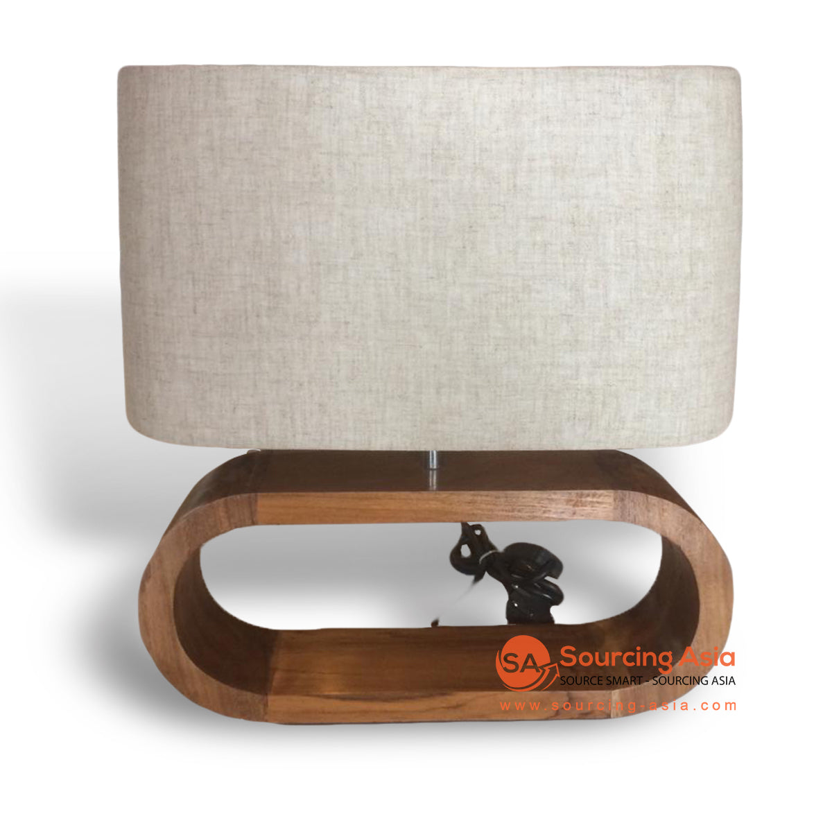 CHK001 NATURAL WOODEN BEDSIDE LAMP WITH WHITE LINEN SHADE