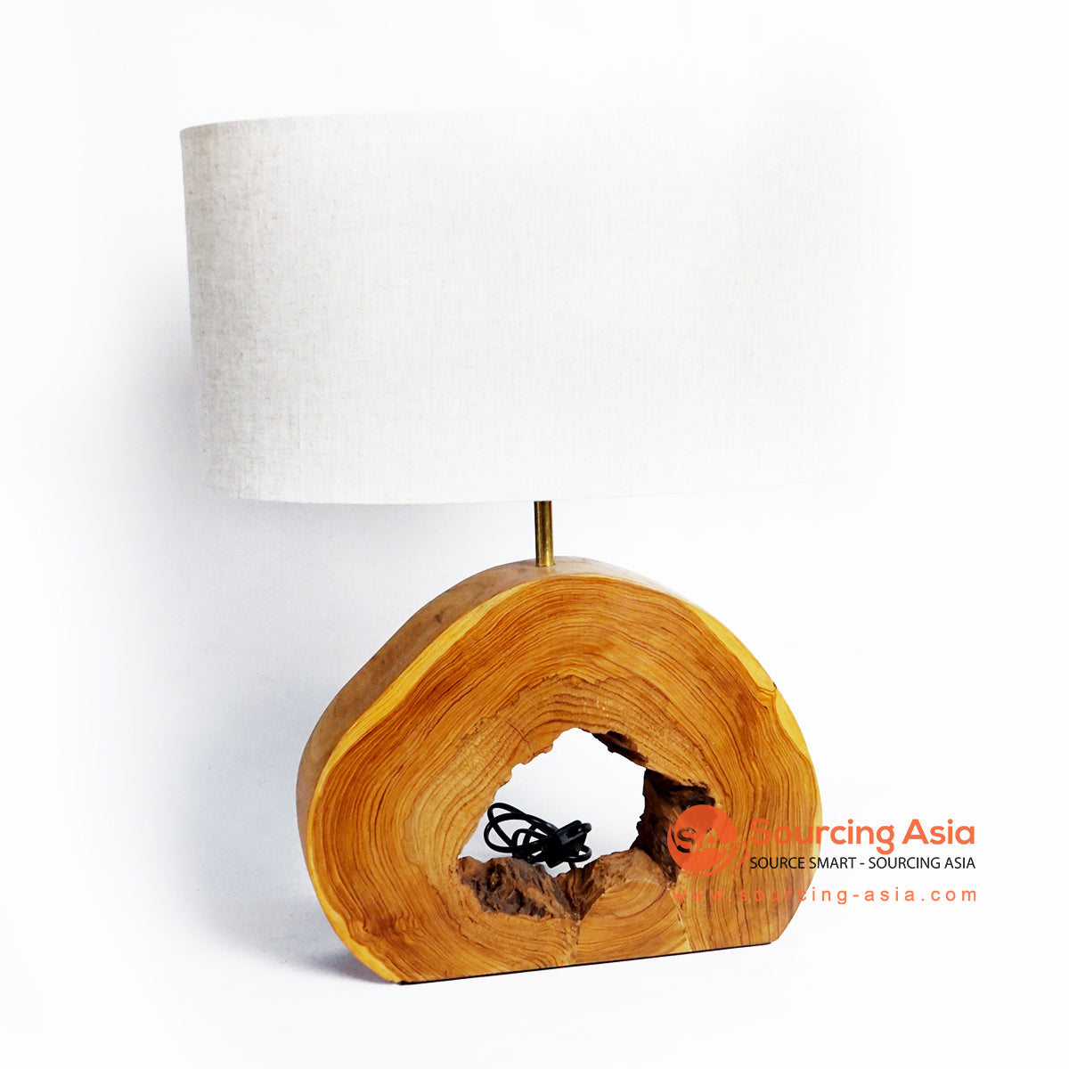 CHKC033 NATURAL TEAK TABLE LAMP WITH WHITE SHADE
