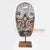 DGPC001-1 NATURAL AND WHITE WOODEN TRIBAL CARVED MASK ON STAND DECORATION