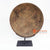 DGPC005-3 BROWN SUAR WOOD TRIBAL CARVED ROUND ON STAND DECORATION