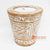DGPC009-2 WHITE WASH SUAR WOOD TRIBAL CARVED CANDLE HOLDER WITH CANDLE