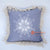 DHL008 BLUE COTTON FLOWER MOTIVES SQUARE CUSHION WITH FRINGE (PRICE WITHOUT INNER)