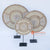 DHL027 SET OF THREE NATURAL BEADS WITH SHELL EDGE ROUND ON STAND DECORATIONS