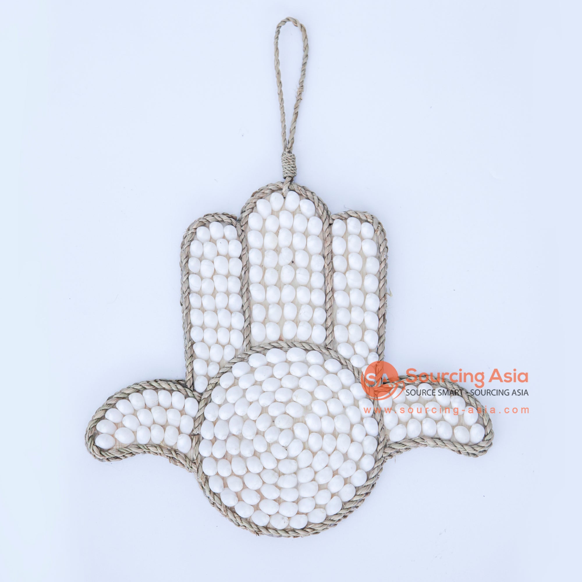 DHL048 WHITE SHELL PALM HAND SHAPED HANGING WALL DECORATION