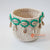 DHL118 CREAM AND GREEN MACRAME AND SHELL SMALL BASKET