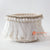 DHL125 CREAM MACRAME, WHITE FEATHERS, AND SHELL SMALL BASKET