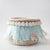 DHL127 CREAM MACRAME, BLUE FEATHERS, AND SHELL SMALL BASKET