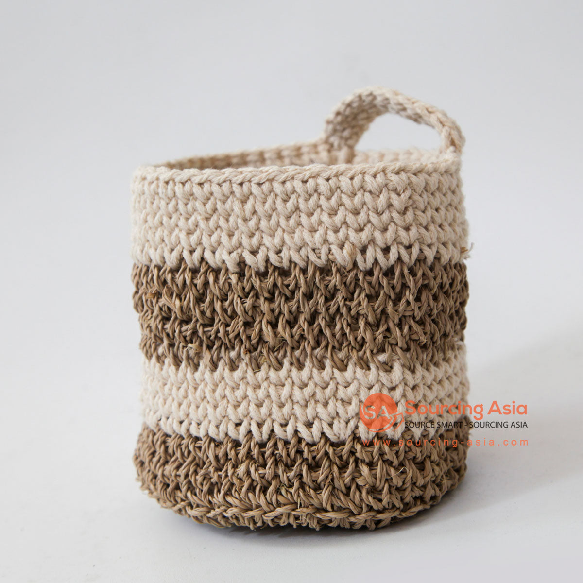 DHL132 MULTICOLOR MACRAME SMALL BASKET WITH HANDLE