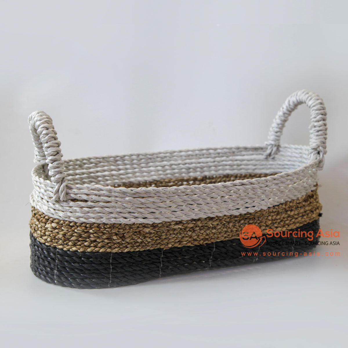 DHL143 MULTICOLOR SEAGRASS LONG BASKET WITH HANDLE