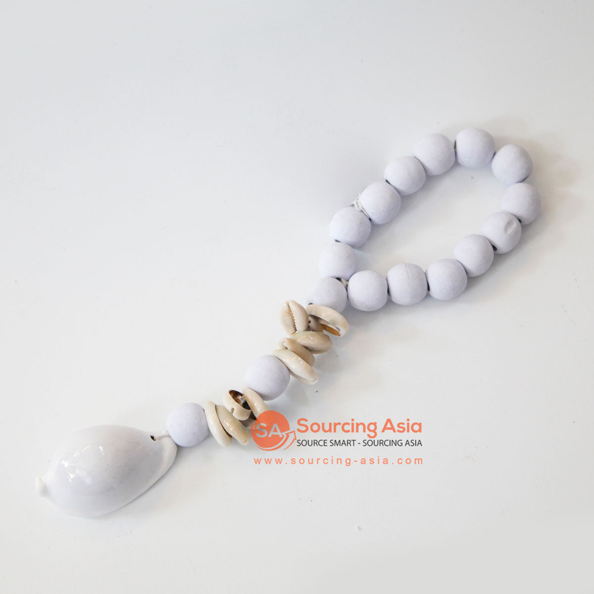 DHL159 WHITE TIMBER BEADS NECKLACE WALL DECORATION