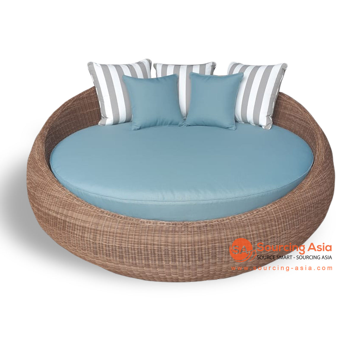 DJO032 NATURAL SYNTHETIC RATTAN ROUND OUTDOOR SUNLOUNGER (PRICE WITHOUT CUSHION)