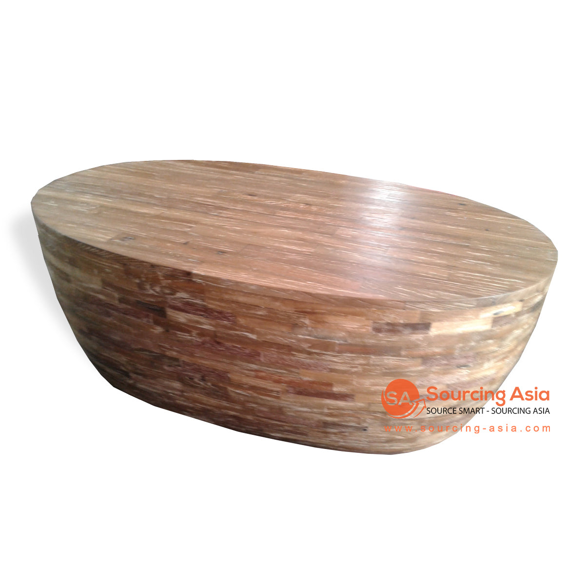 DLO006-1 NATURAL RECYCLED BOAT WOOD OVAL COFFEE TABLE
