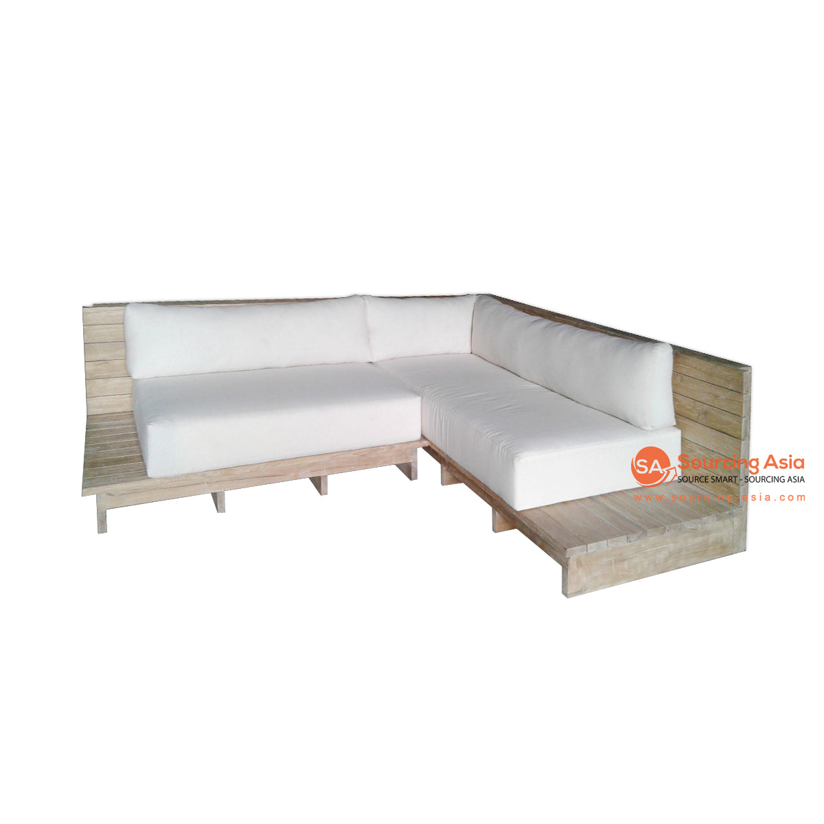 ECL049 NATURAL RECYCLED TEAK WOOD OUTDOOR MALDIVES CORNER LOUNGER SOFA (PRICE WITHOUT CUSHION)