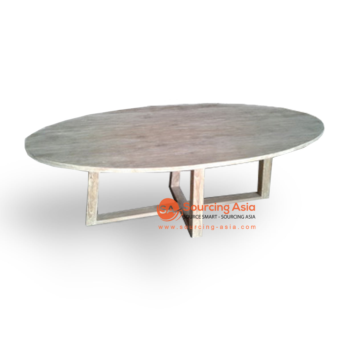 ECL055 WHITE WASH TEAK WOOD OVAL COFFEE TABLE