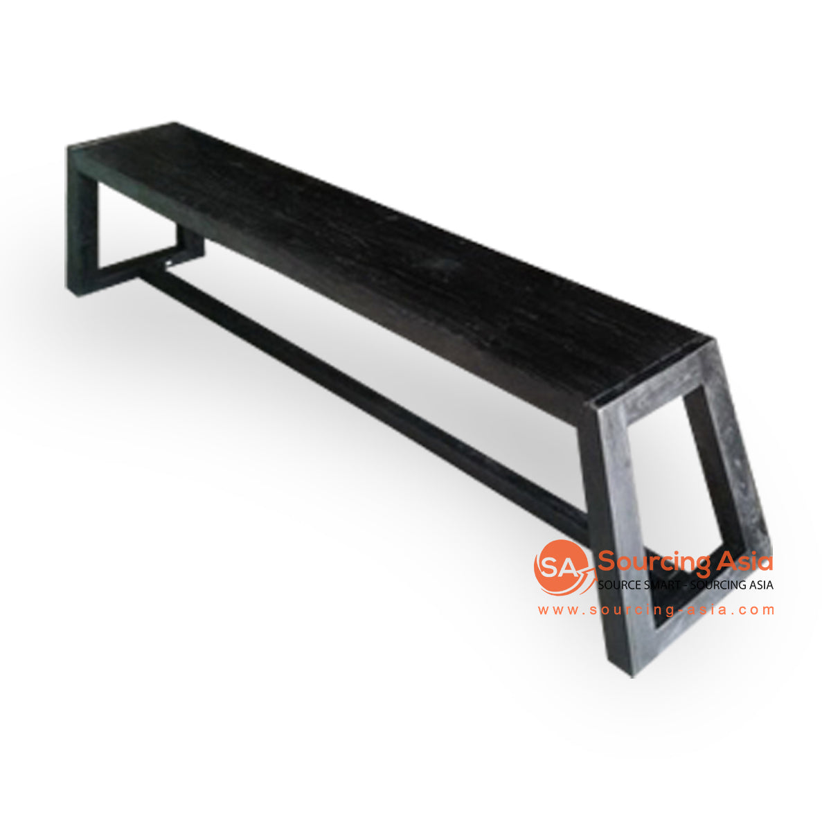 ECL061 BLACK RECYCLED TEAK WOOD BENCH