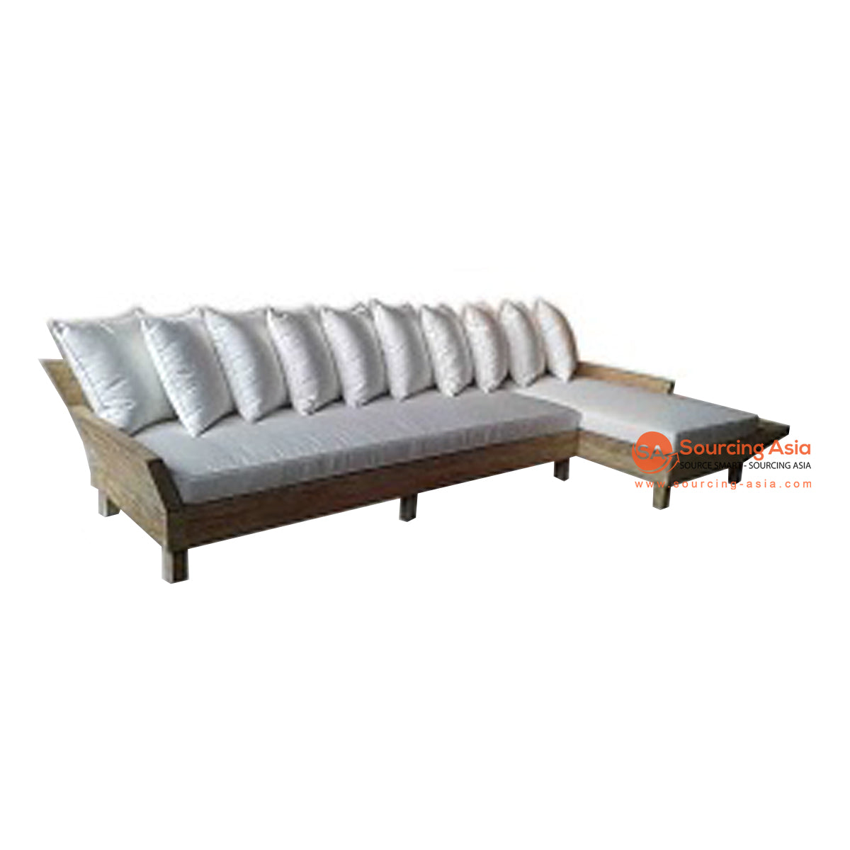 ECL078 NATURAL RECYCLED TEAK WOOD LOW CORNER LOUNGER SOFA (PRICE WITHOUT CUSHION)