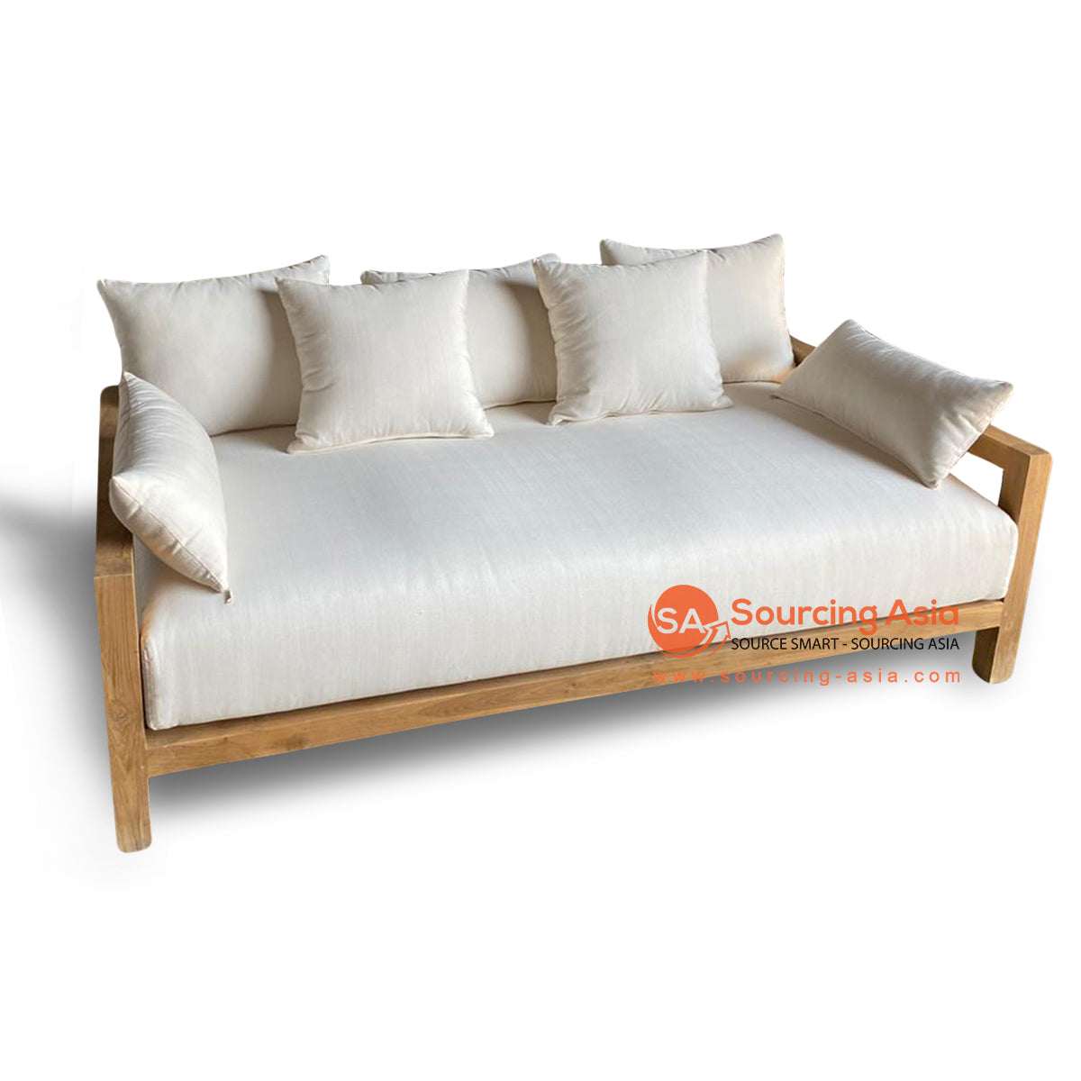 ECL122 NATURAL RECYCLED TEAK WOOD LOW BACK TWO SEATS ARMED SOFA (PRICE WITHOUT CUSHION)