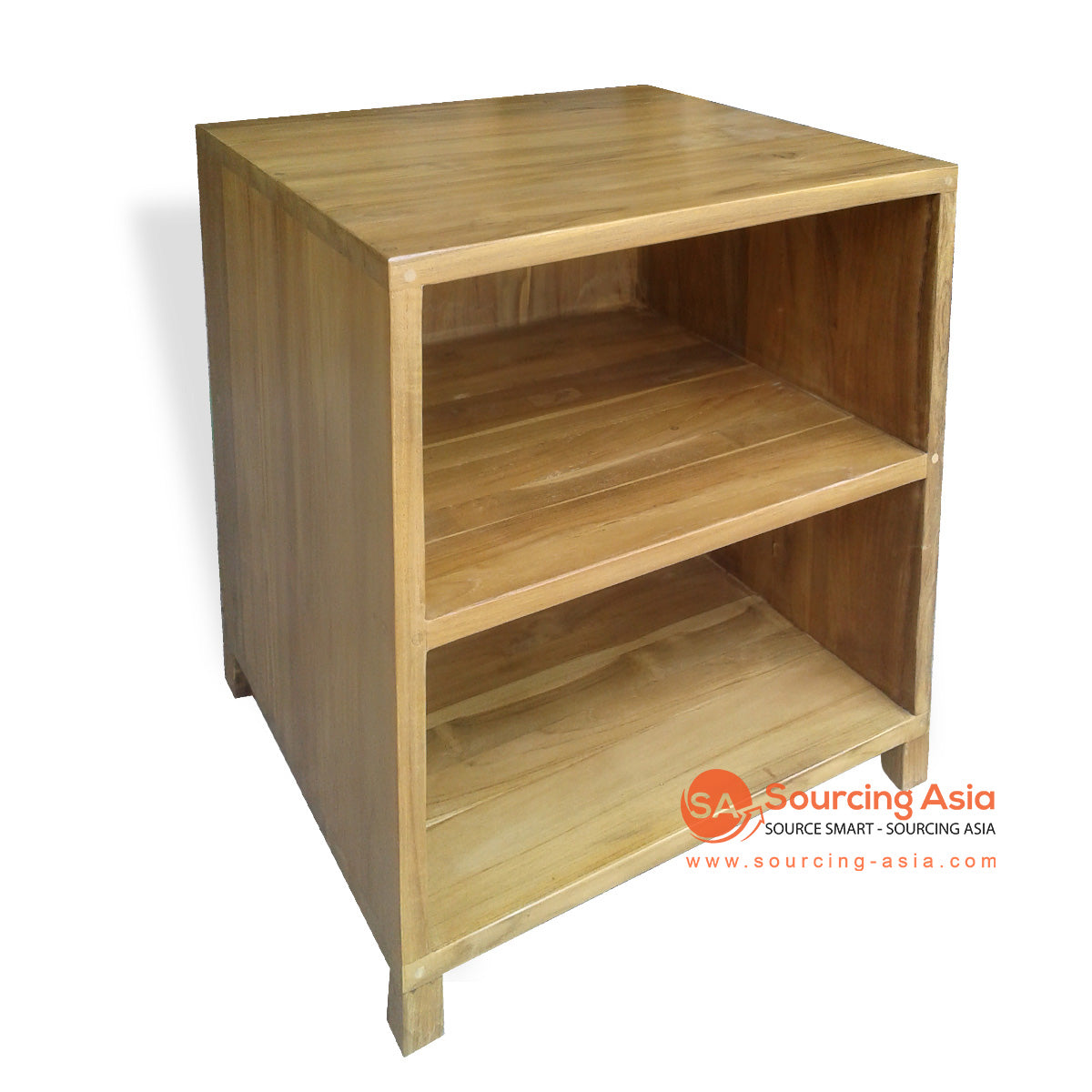 ECL163 NATURAL RECYCLED TEAK WOOD TWO OPEN SHELVES SIDE TABLE