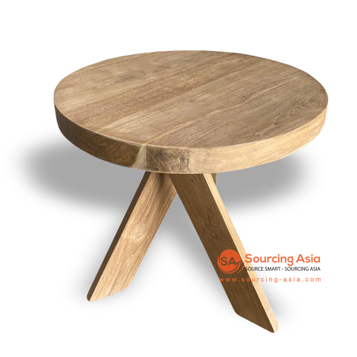 ECL166 NATURAL TEAK WOOD DECORATIVE ROUND SIDE TABLE
