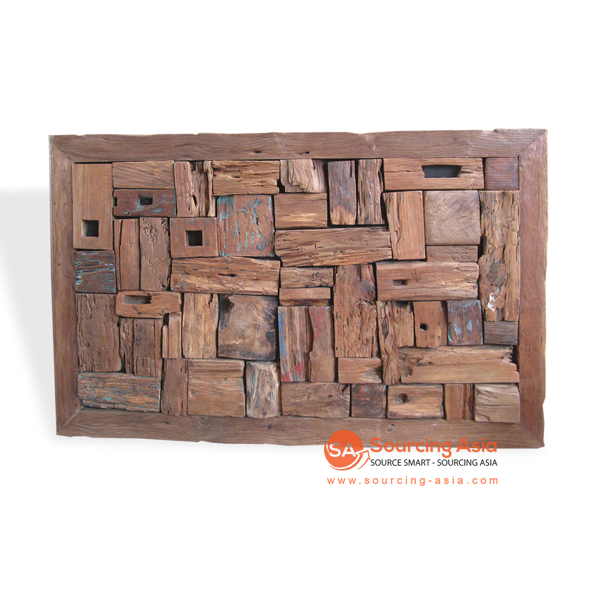 EKA017L MULTICOLOR OLD TEAK MOZAIC FRAME WALL DECORATION