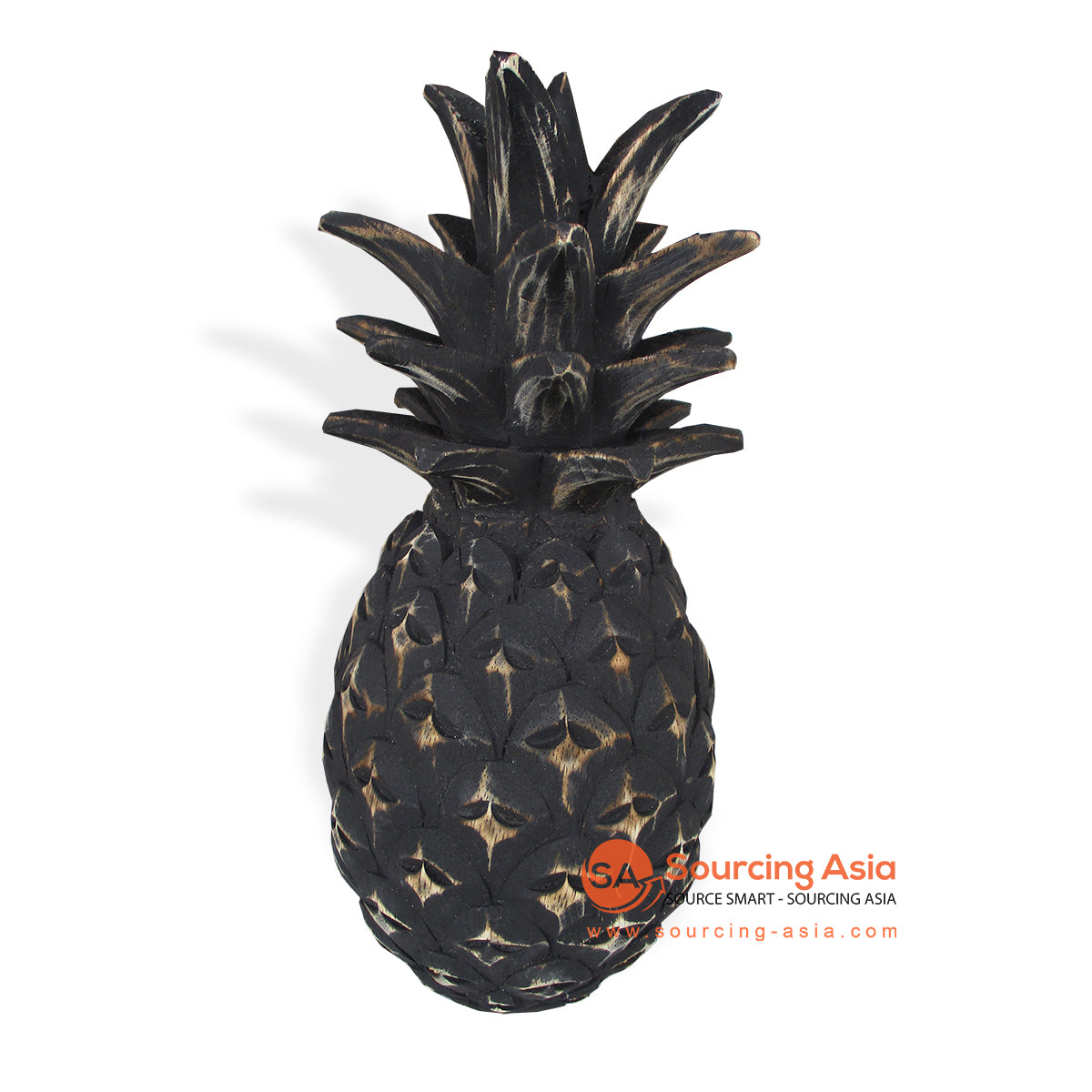 EXA106-2 BLACK WOODEN PINEAPPLE DECORATION