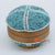 EXAC003-1 NATURAL BAMBOO AND BLUE BEADED ROUND BOX WITH LID