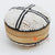 EXAC003-2 NATURAL BAMBOO AND WHITE BEADED ROUND BOX WITH LID