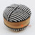 EXAC003-7 NATURAL BAMBOO WITH BLACK AND WHITE BEADED ROUND BOX WITH LID