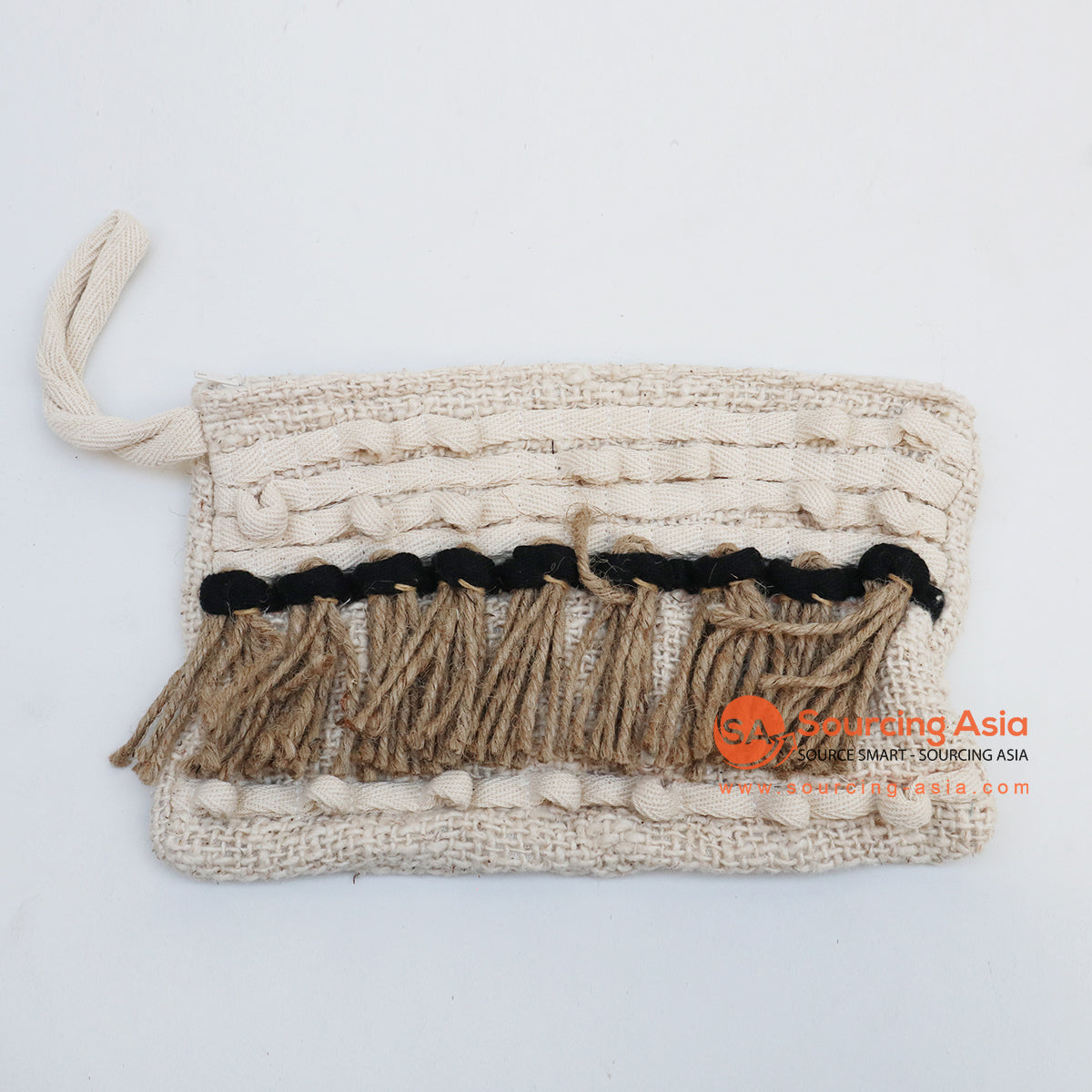 EXAC004-5 MULTICOLOR BEADS AND SHELL PATTERNED WHITE MACRAME PURSE