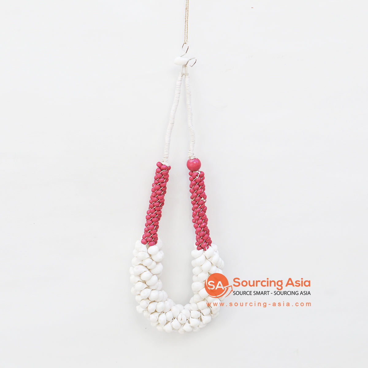 EXAC021-1 PINK AND WHITE SHELL NECKLACE