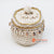 EXAC024-2 WHITE MACRAME TRINKET COIN HOLDER WITH SHELL AND GOLDEN BEADING